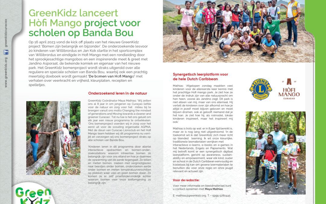 GreenKidz lanceert Hofi Mango project voor scholen op Banda Bou